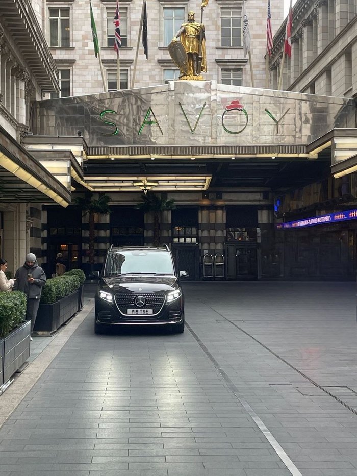 Travel in Style Essex chauffeur car at The Savoy, London — luxury hotel arrival service